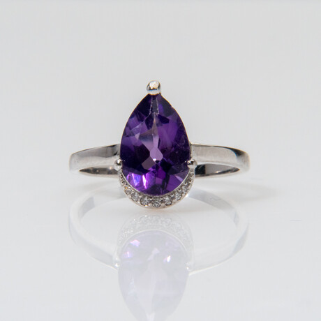 Amethyst Gemstone Sterling Silver Ring // Size 9