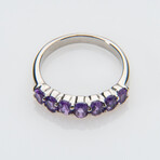 Genuine Amethyst Gemstone Sterling Silver Ring // Size 7 // v.3