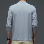 1/4 Zip-Up Long-Sleeve w/ Perforated Shoulders T-Shirt // Light Gray (L)