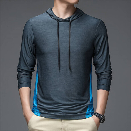 Hooded Long-Sleeve w/ Back Logo T-Shirt // Dark Gray (XS)