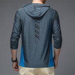 Hooded Long-Sleeve w/ Back Logo T-Shirt // Dark Gray (XS)