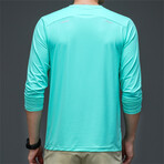 Crewneck Long-Sleeve Arm Details T-Shirt // Light Green (S)