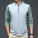 1/4 Zip-Up Long-Sleeve Raglan T-Shirt // Light Gray (XL)