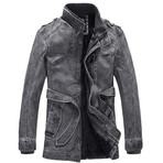 Faux Leather Fleece-Lined Jacket // Black (XS)
