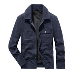 Button-Up Corduroy Jacket // Navy (L)