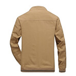 High Neck Zip-Up Jacket // Khaki (M)