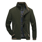 High Neck Zip-Up Jacket // Army Green (XS)