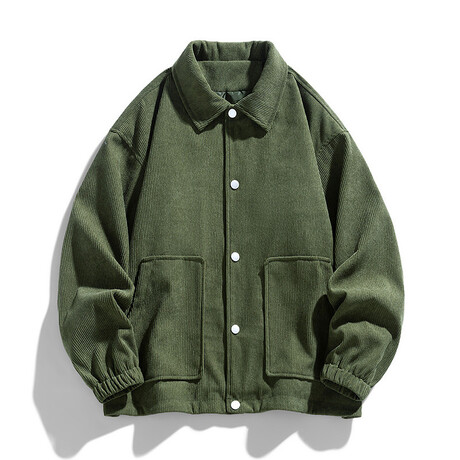 Button-Up Corduroy Oversized Jacket // Army Green (XS)