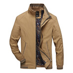 High Neck Zip-Up Jacket // Khaki (M)