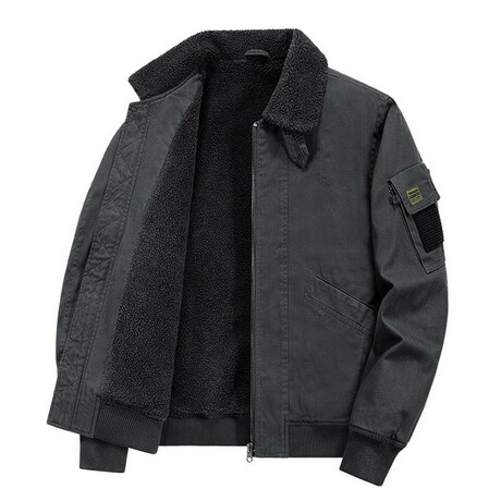 Corduroy Fleece-Lined Jacket // Dark Gray (XS)