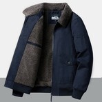 Fleece-Lined Flight Jacket // Navy (S)