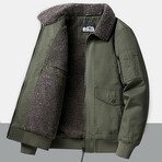Fleece-Lined Flight Jacket // Army Green (S)