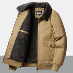 Fleece-Lined Flight Jacket // Khaki (XL)