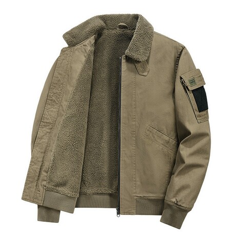 Corduroy Fleece-Lined Jacket // Khaki (XS)
