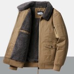 Fleece-Lined Flight Jacket // Camel (L)