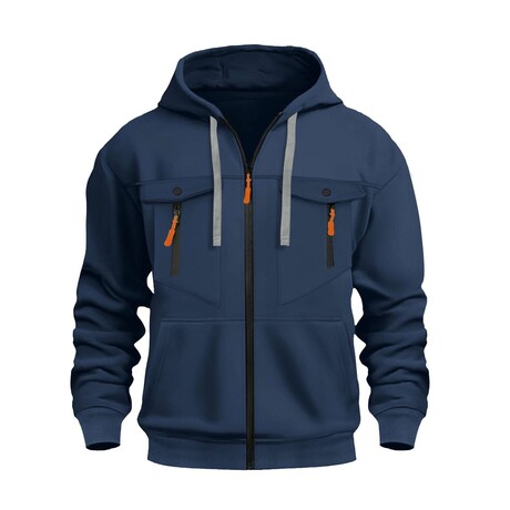 Zip-Up Utility Hoodie // Navy (XS)