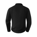 1/4 Zip-Up Waffled Hoodie // Black + Blue (XL)