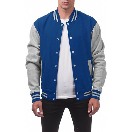 Varsity Jacket // Sapphire Blue + Light Gray (XS)