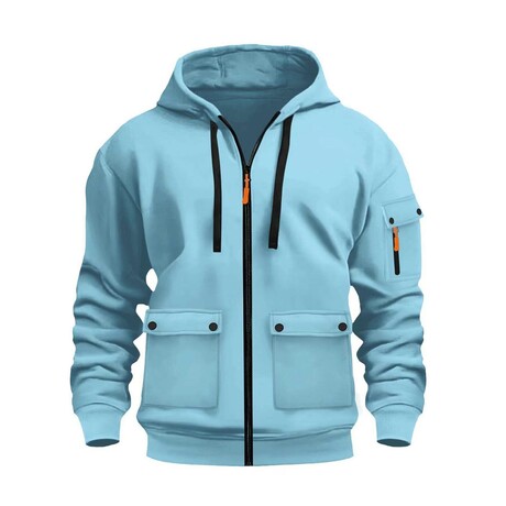 Zip-Up Utility Hoodie // Light Blue (XS)