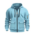 Zip-Up Utility Hoodie // Light Blue (S)