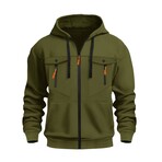 Zip-Up Utility Hoodie // Army Green (XS)