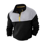 1/4 Zip-Up Waffled Hoodie // Black + Light Gray (XS)