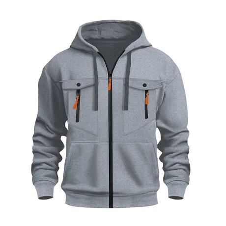 Zip-Up Utility Hoodie // Light Gray (XS)