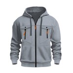 Zip-Up Utility Hoodie // Light Gray (XS)