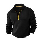 1/4 Zip-Up Waffled Hoodie // Black (S)