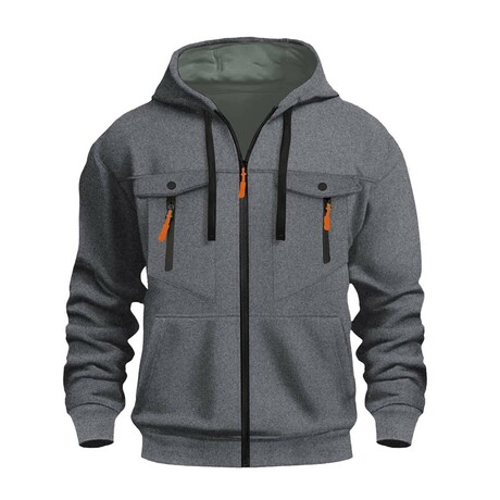 Zip-Up Utility Hoodie // Dark Gray (XS)