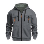 Zip-Up Utility Hoodie // Dark Gray (L)