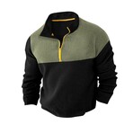 1/4 Zip-Up Waffled Hoodie // Black + Green (M)