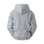 Zip-Up Utility w/Orange Details Hoodie // Light Gray (S)