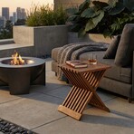 Bare Decor Rocco Folding Stool in Solid Teak Wood, 16"