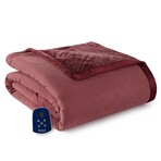 Micro Flannel® Reverse to Ultra Velvet® Heated Throw // Throw/ Twin Size // 84x62 (Indigo)