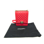 Chanel // Leather Boy Quilted Chain Bag // Red // Pre-Owned