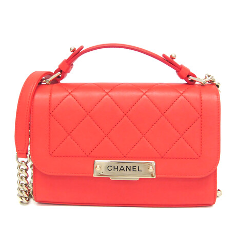 Chanel // Leather Matelassé Quilted Chain Bag // Orange // Pre-Owned
