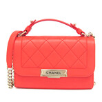 Chanel // Leather Matelassé Quilted Chain Bag // Orange // Pre-Owned