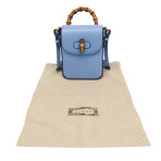 Gucci // Leather + Bamboo Convertible Backpack Handbag // Light Blue // Pre-Owned