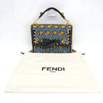 Fendi // Velvet + Leather Kan Signature Bag // Light Blue + Navy + Yellow // Pre-Owned