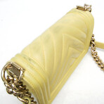 Chanel // Leather Boy V-Stitch Double Chain Bag // Yellow // Pre-Owned