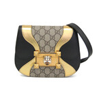 Gucci // GG Supreme Canvas + Leather Tiger Head Statement Bag // Beige + Black + Gold // Pre-Owned