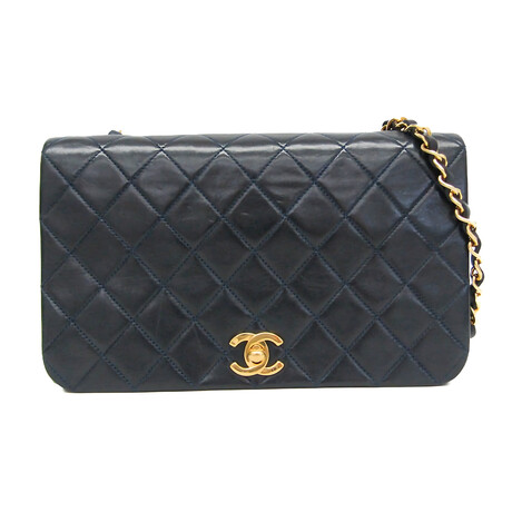 Chanel // Leather Matelassé Classic Chain Bag // Navy Blue // Pre-Owned