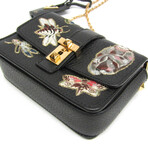 Valentino Garavani // Leather Lockstud Small Chain Bag // Black // Pre-Owned