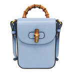 Gucci // Leather + Bamboo Convertible Backpack Handbag // Light Blue // Pre-Owned