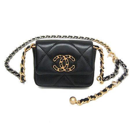 Chanel // Leather 19 Chain Belt Bag // Black // Pre-Owned
