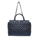 Chanel // Leather Matelassé Portobello Quilted Tote // Navy Blue // Pre-Owned