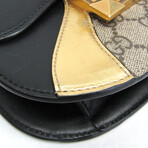 Gucci // GG Supreme Canvas + Leather Tiger Head Statement Bag // Beige + Black + Gold // Pre-Owned