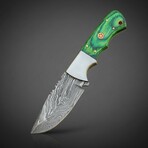 Emerald Trail  // Damascus Fixed Blade Knife // Pakka Wood