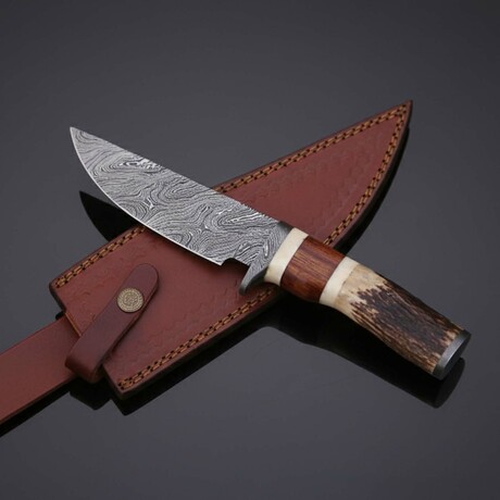 Frontier Stag Hunter // Damascus Fixed Blade Knife